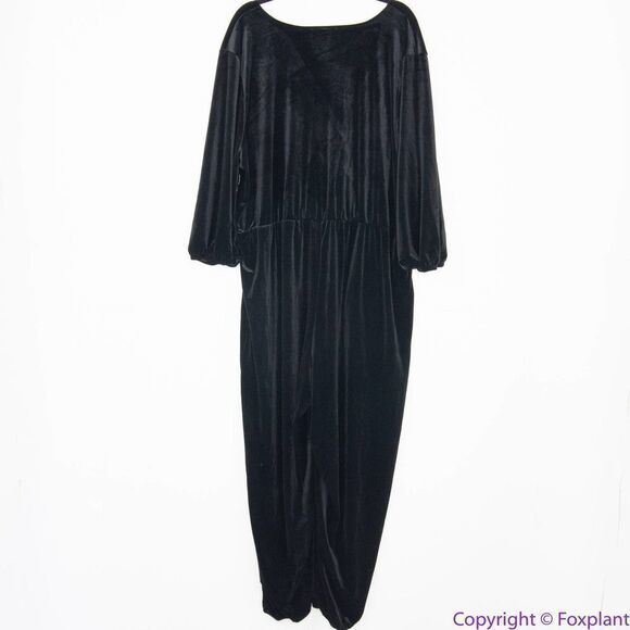 NEW Eloquii black Relaxed Velvet Jumpsuit with pockets, 26/28 - Picture 6 of 16